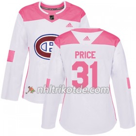 Montreal Canadiens Trikot Carey Price 31 Adidas 2017-2018 Weiß Pink Fashion Authentic - Dame